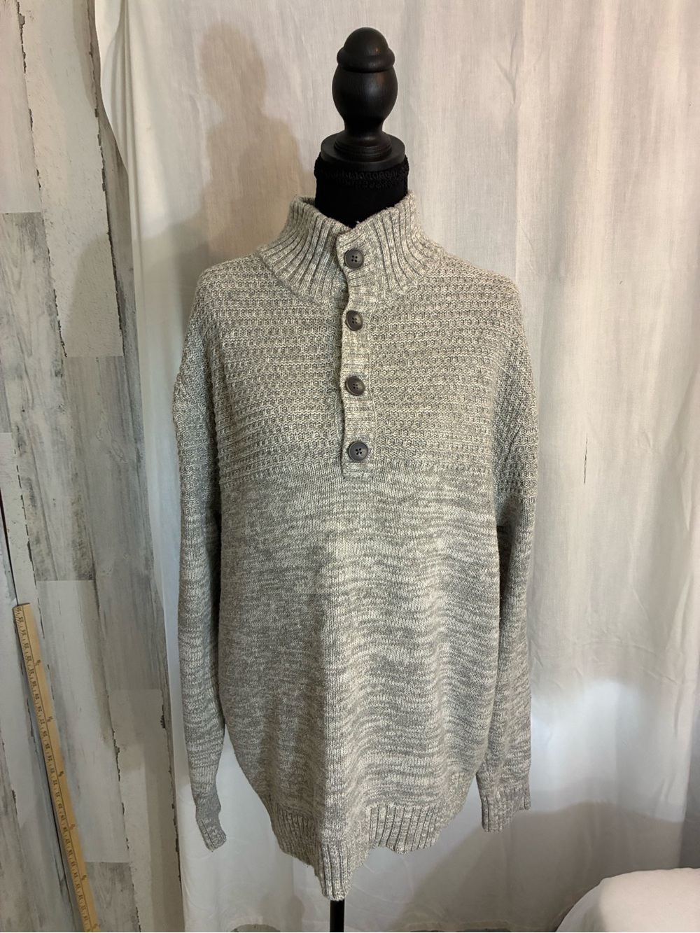 Goodfellow & Co Light Gray Turtleneck Button Pullover Sweater